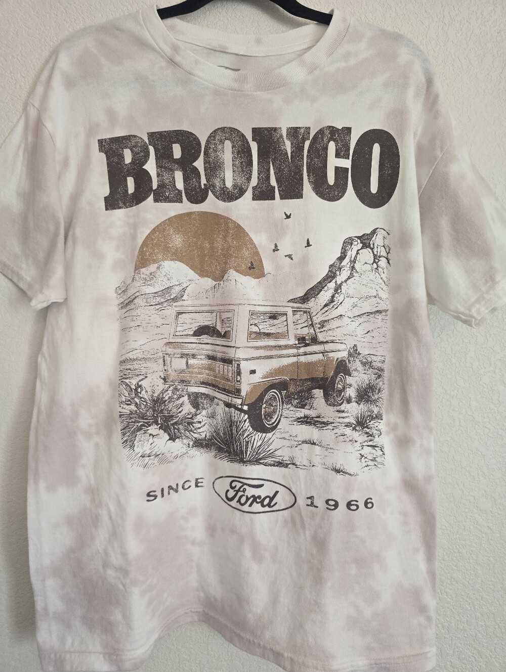 Ford Women's Short Sleeve Tie-Dye Tee - Pale Pink & White Size L